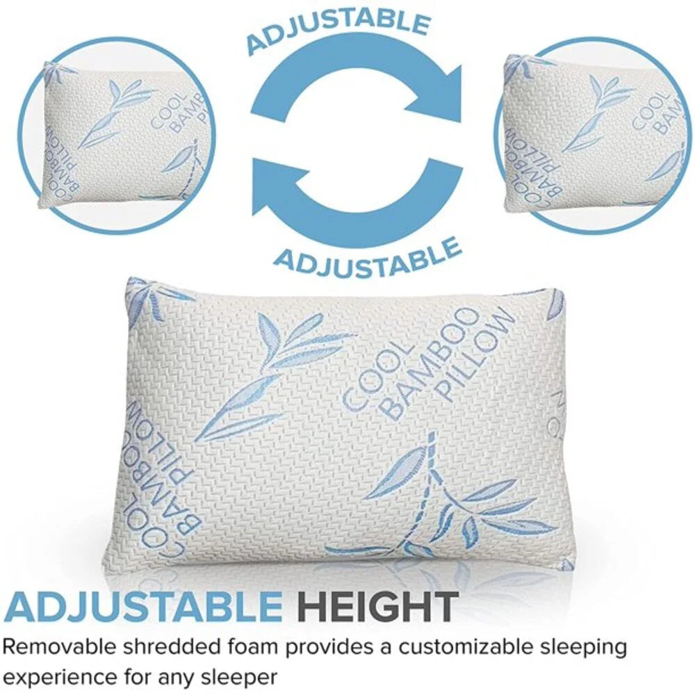 Almohada de cama premium cubierta de bambú: ultrasuave, hipoalergénica y ecológica