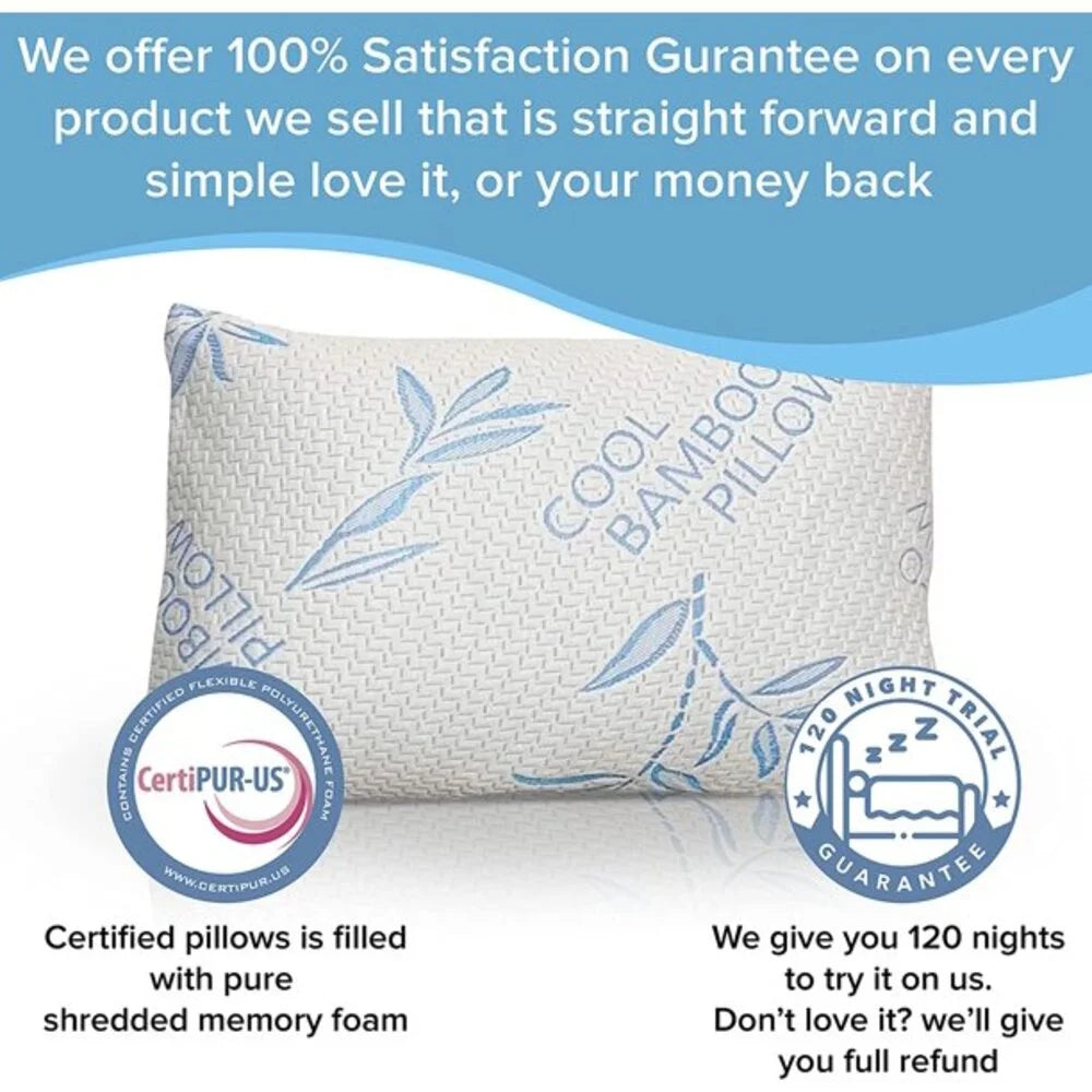 Almohada de cama premium cubierta de bambú: ultrasuave, hipoalergénica y ecológica
