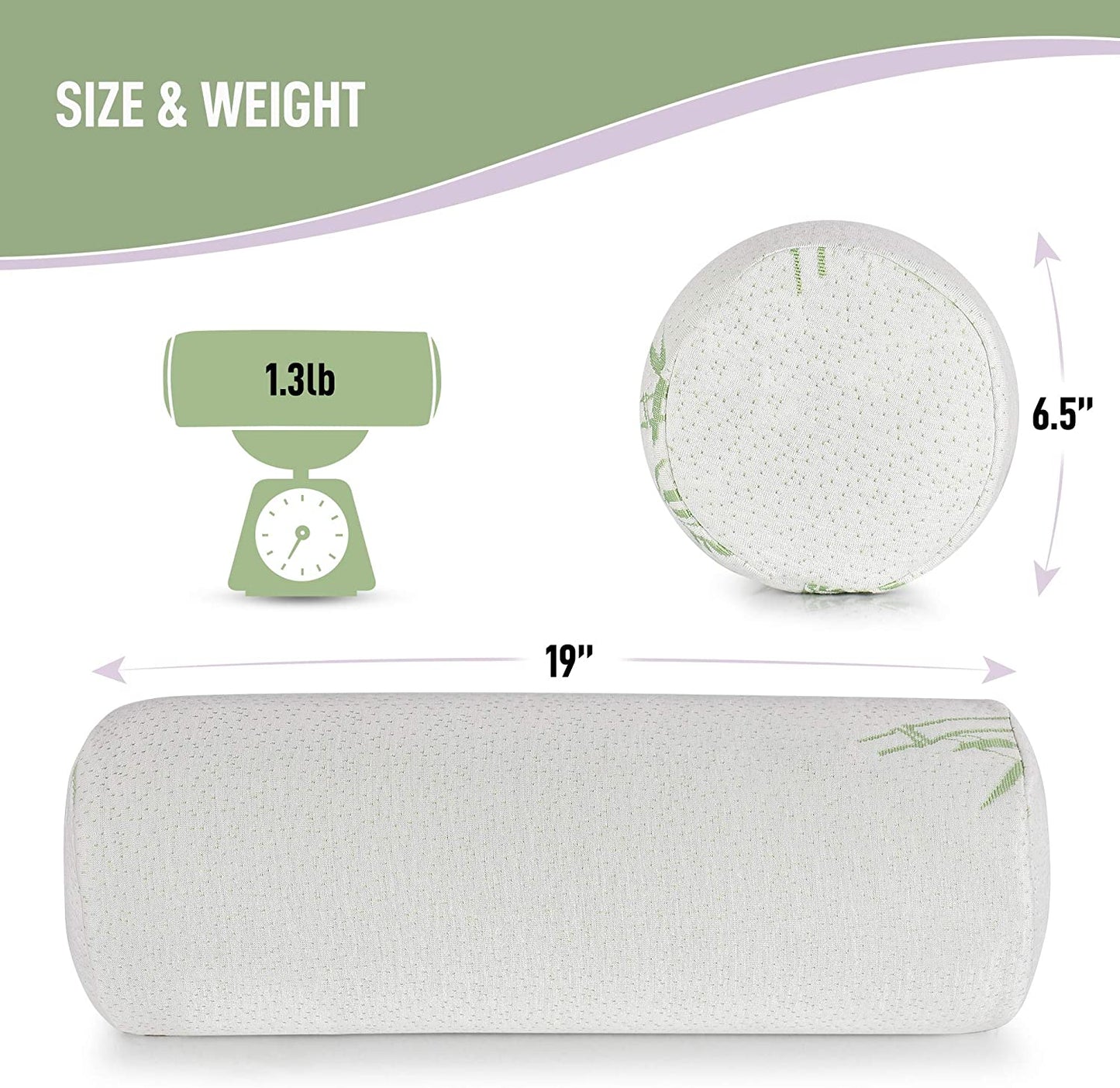 Almohada de cuello cilíndrica de bambú premium | Rollo cilíndrico para cuello, refuerzo cervical, almohadas redondas de bambú, soporte para cuello y espalda | Máximo confort