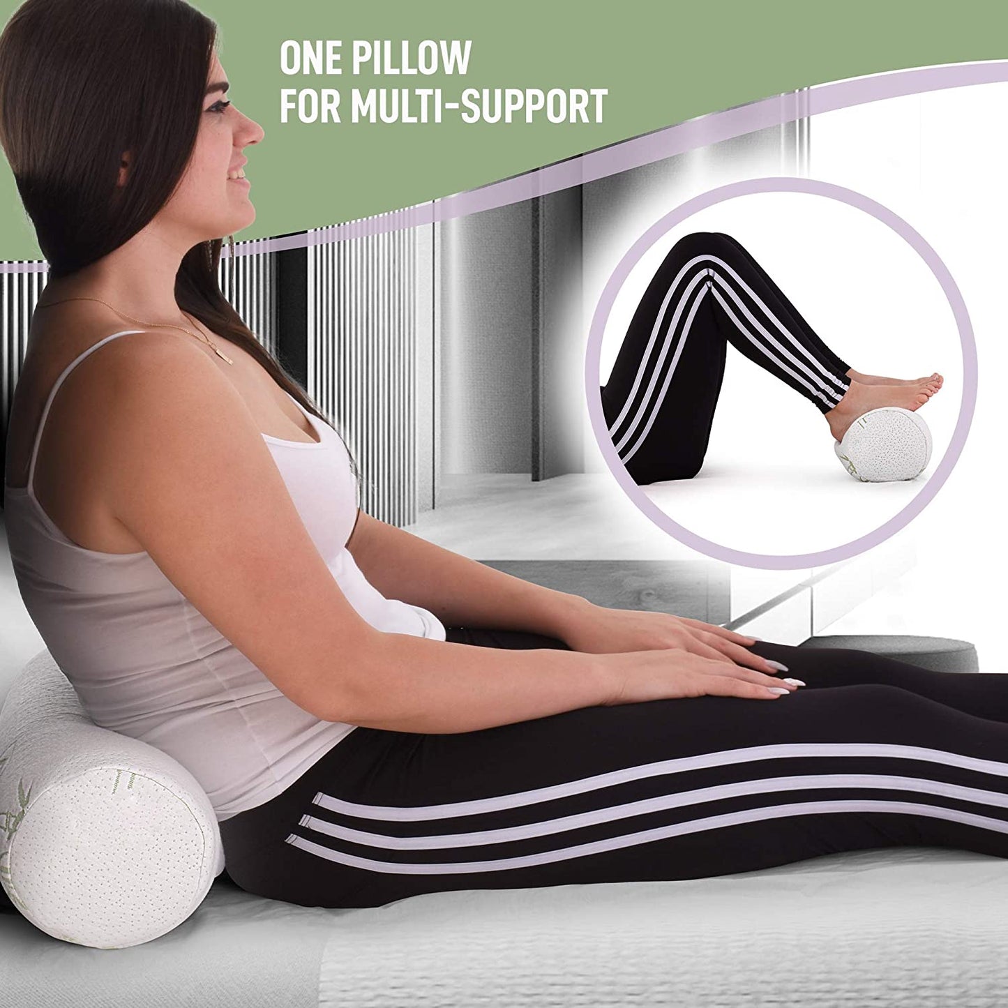 Almohada de cuello cilíndrica de bambú premium | Rollo cilíndrico para cuello, refuerzo cervical, almohadas redondas de bambú, soporte para cuello y espalda | Máximo confort