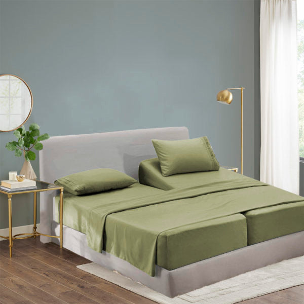 Juego de sábanas ultrasuaves de lujo | Hipoalergénico, bolsillos profundos, resistente a la decoloración, a las arrugas y a las manchas, 1800 hilos, 4 piezas