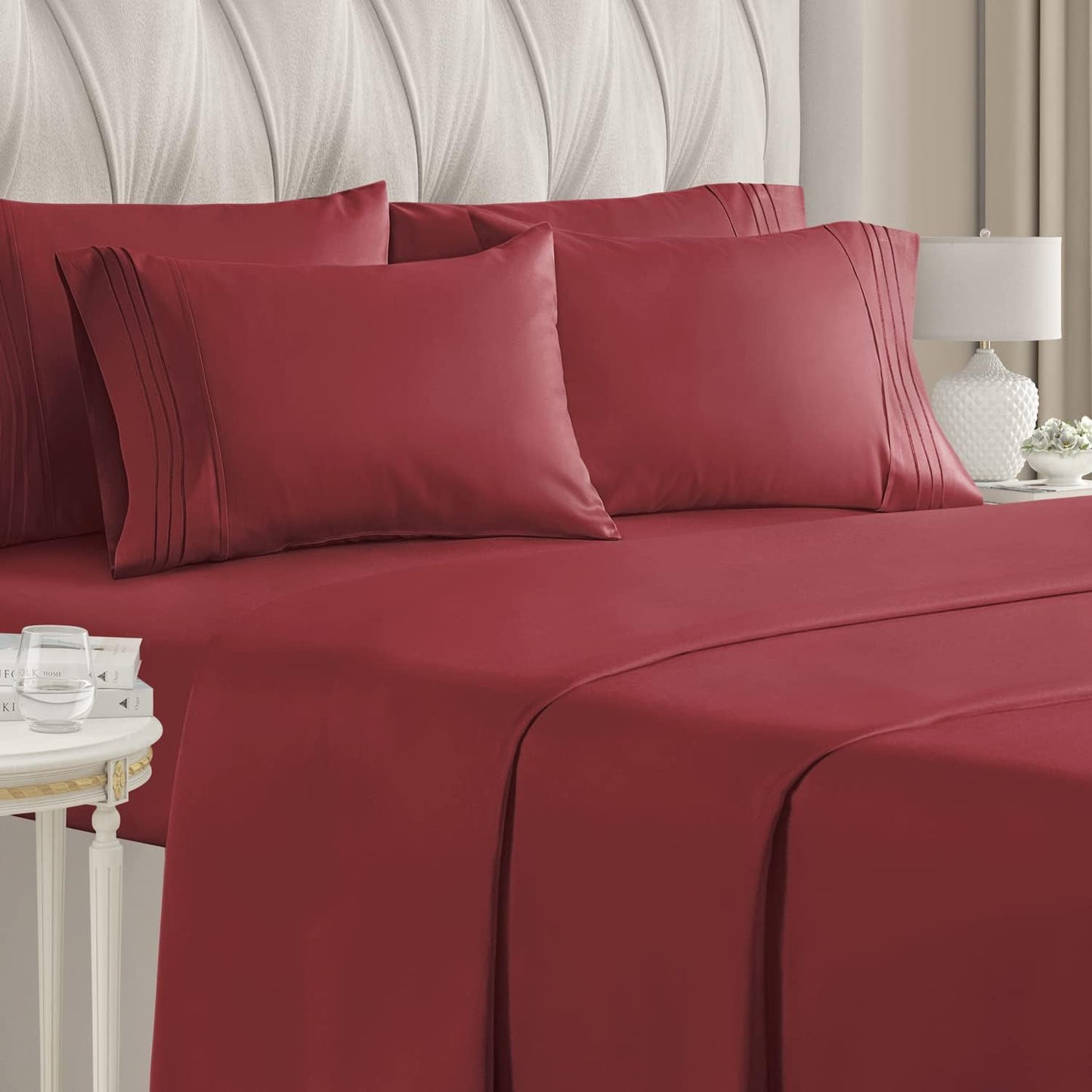 Luxury Ultra-Soft Bed Sheet Set | Hypoallergenic-Deep Pockets-Fade,Wrinkle,Stain Resistant-1800 Thread Count-6 Pieces