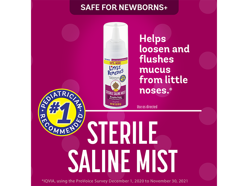 3PACK - Little Remedies Sterile Saline Nasal Mist, Safe for Newborns, 3 oz