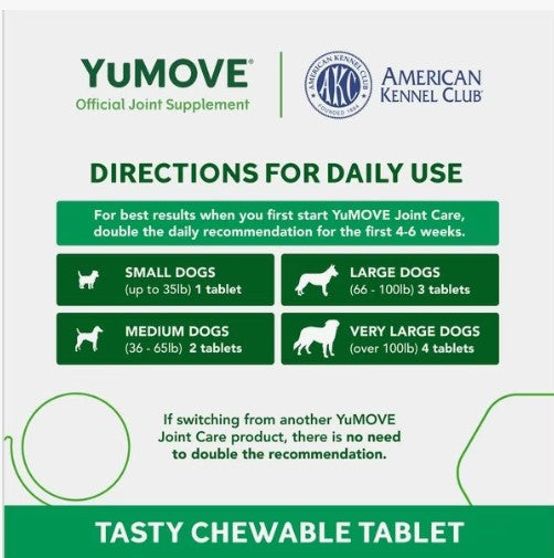 YuMOVE Mobility Hip & Joint Care Chewable Tablet Supplement for Adult Dogs, 120 count